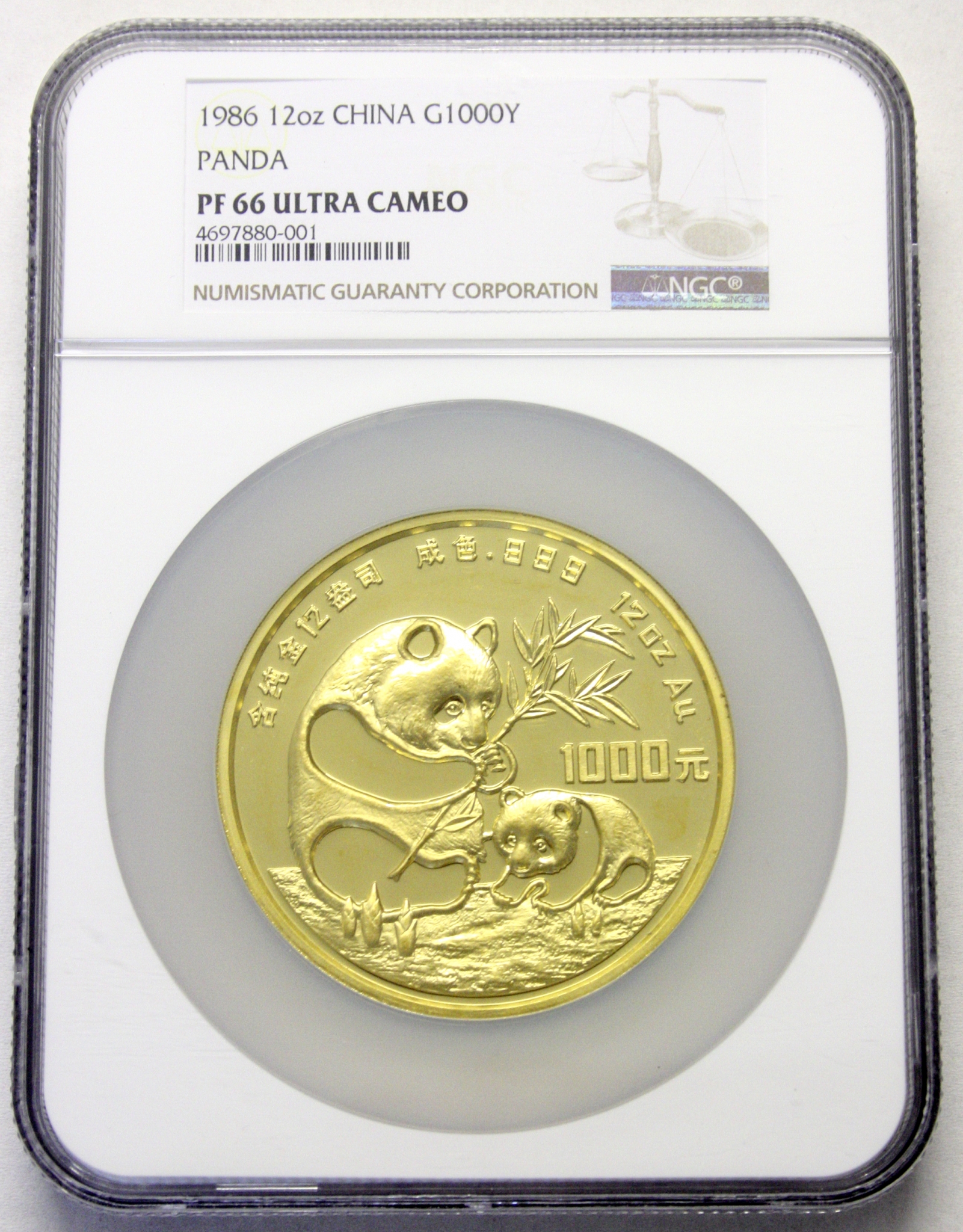 1986年熊猫纪念金币12盎司 NGC PF 66