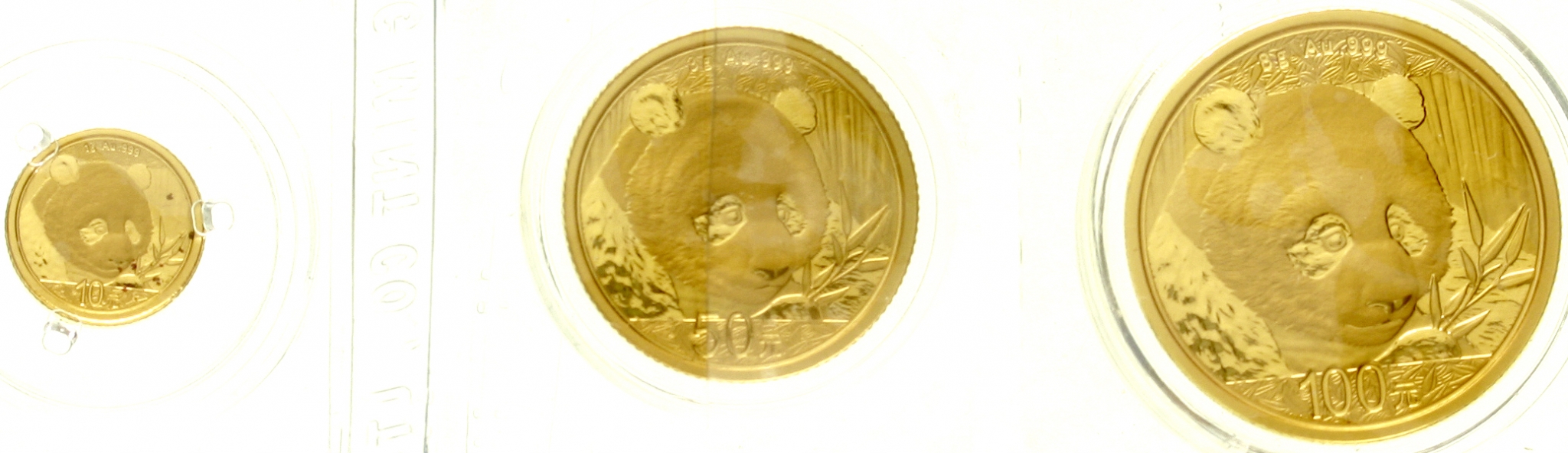 2018年熊猫纪念金币3克一组5枚 完未流通