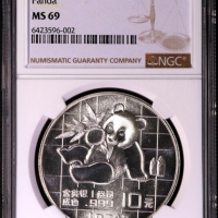  1989年熊猫纪念银币1盎司 NGC MS 69
