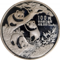  1990年熊猫纪念银币12盎司 PCGS Proof 69 CHINA. Silver 100 Yuan (12 Ounce), 1990. Panda Series.