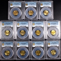  1991-2001普制梅花5角十一枚 PCGS MS67