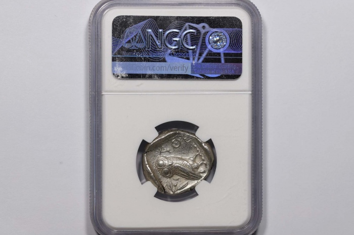  古希腊雅典娜城邦阿提卡头盔雅典娜银币一枚 NGC AU 4938396-042 重17.09g 