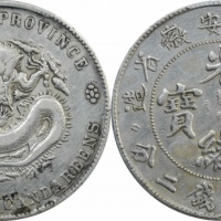  安徽省造光绪24年七钱二分扁四小星 PCGS VF Details