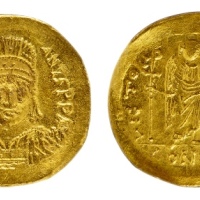  拜占庭帝国皇帝查士丁尼一世金币 NGC：MS