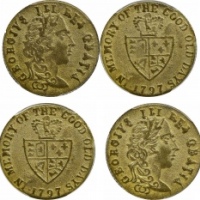  1797年英国伯明翰赌场幸运币（五枚一组）。SGS MS63*2、MS64*3