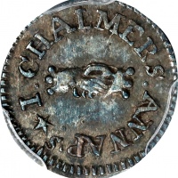  1783年约翰-查默斯三便士 PCGS AU 50 1783 John Chalmers Threepence