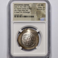  拜占庭帝国艾萨克二世金币一枚 NGC Ch MS 6323251-007 重3.5g