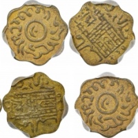  1876-1940年印度土邦鎏金代用币（五枚一组）。SGS MS63*5