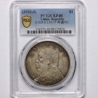  袁世凯像民国九年壹圆粗发 PCGS XF 40