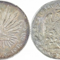  1893年墨西哥鹰洋 8索尔。PCGS AU58