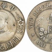  黎元洪像开国纪念壹圆无帽 PCGS XF Details