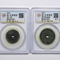 清代天命通宝一组2枚 GBCA