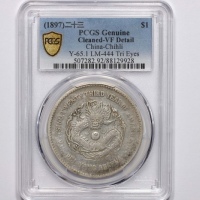  北洋造光绪23年壹圆三角眼 PCGS VF Details