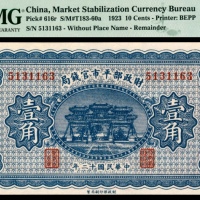  民国十二年（1923年),财政部平市官钱局壹角