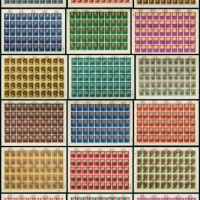  ○ 特44菊花邮票五十枚全张盖销十八全