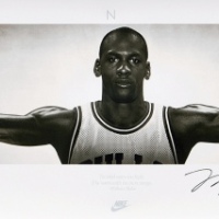  NBA球星乔丹亲笔签名巨幅照片 完未流通