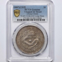 北洋造光绪23年壹圆圆眼 PCGS XF Details