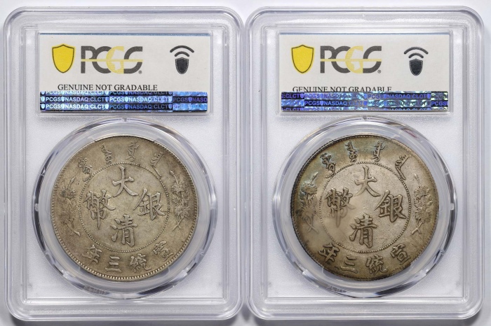  宣统三年大清银币壹圆一组二枚 PCGS AU/XF Detail 88129999/84462964 