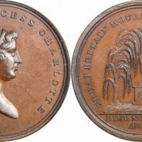  1817年英国女王伊丽莎白执政纪念 铜样章。PCGS SP63
