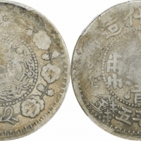  新疆省造大清银币五钱AH1325喀什造 PCGS F 15