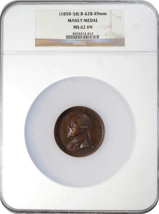  1790年曼利勋章 NGC MS 62 Manly Medal. Second Obverse
