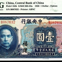  民国十五年（1926年），中央银行壹圆 福建
