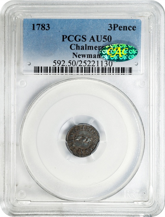1783年约翰-查默斯三便士 PCGS AU 50 1783 John Chalmers Threepence 1783年约翰-查默斯三便士 PCGS AU 50 1783 John Chalmers Threepence