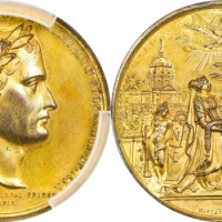  1830年拿破仑一世荣归故里鎏金大型纪念样章。PCGS SP62