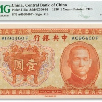  民国二十五年（1936年）中央银行中华书局版“宝鼎”壹圆一枚