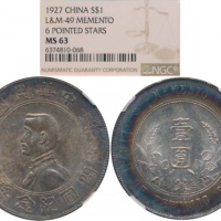  孙中山像开国纪念壹圆普通 NGC MS 63 China; 1927(ND) “Sun Yat-sen - MEMENTO BIRTH OF REPUBLIC OF China PR;” silver