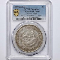  北洋造光绪23年壹圆三角眼 PCGS XF Details
