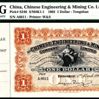  1902年，开平矿务有限公司通行银洋壹元