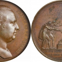  1814年路易十八复辟铜样章。PCGS SP62