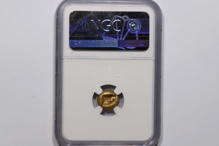  古希腊吕底亚狮子图琥珀金币一枚 NFC CH VF 6156807-005 重4.71g 