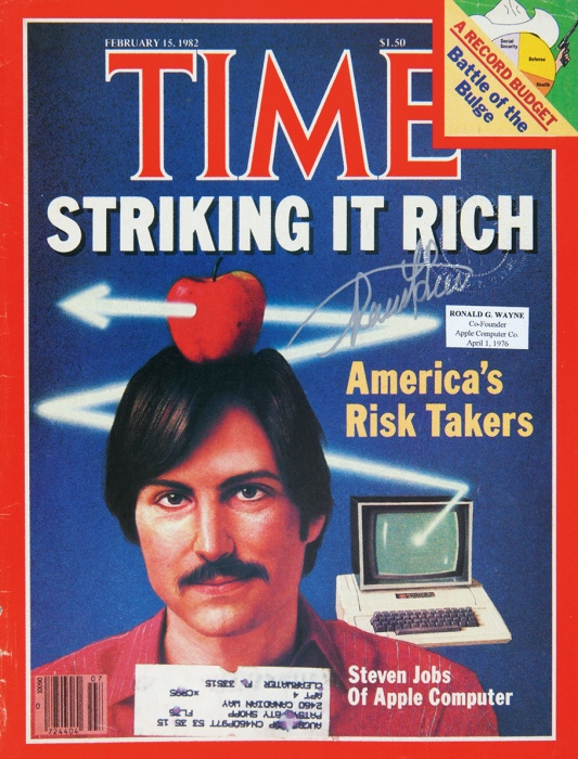  苹果公司三位联合创始人之一罗恩·韦恩 亲笔签名《时代周刊》杂志封面
