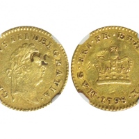  1798年大不列颠（英国）1/3几尼旧金币，NGC XF DETAILS，戳记币，Frank Rose 藏品
