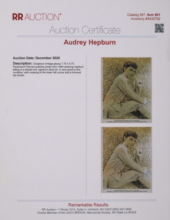  “人间天使”奥黛丽·赫本 亲笔签名照片