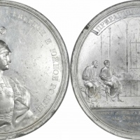  1713年沙皇俄国希腊战争特大型银样章。NGC UNC DETAIL