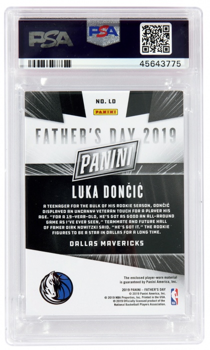  2019年 Panini Father`sDay 东契奇04/25编折射Patch切割球星卡 PSA评级9分