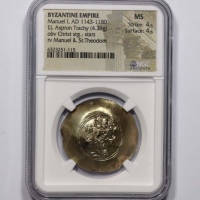  拜占庭帝国曼努埃尔一世金币一枚 NGC MS 6323251-115 重4.39g 