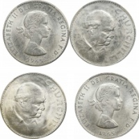  1965年英国丘吉尔5克朗纪念银币（五枚一组）。SGS MS64*5