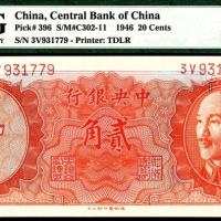  民国三十五年（1946年），中央银行贰角