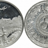  1891年瑞士自由女神大型银样章。PCGS SP63