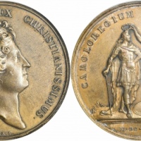  1672年法国路易十四早期大型铜样章。PCGS AU58