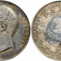  1861年拿破仑三世巴黎造币厂大型银样章。PCGS SP62
