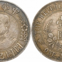  黎元洪像开国纪念壹圆无帽 PCGS XF Details