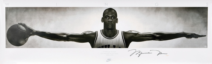  NBA球星乔丹亲笔签名巨幅照片 完未流通