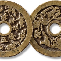  清“状元及第五子登科”背“婴戏图”花钱 极美品