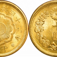  日本 明治四十二年 十圆金币。PCGS MS65