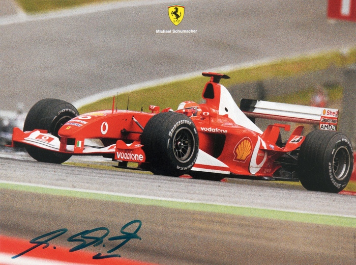 F1车手舒马赫 亲笔签名照片 F1车手舒马赫 亲笔签名照片